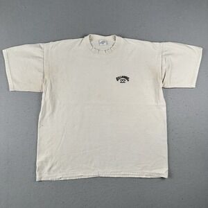 Vtg 90s Billabong T Shirt XL Tan Textured Embroidered Logo Surf Skate